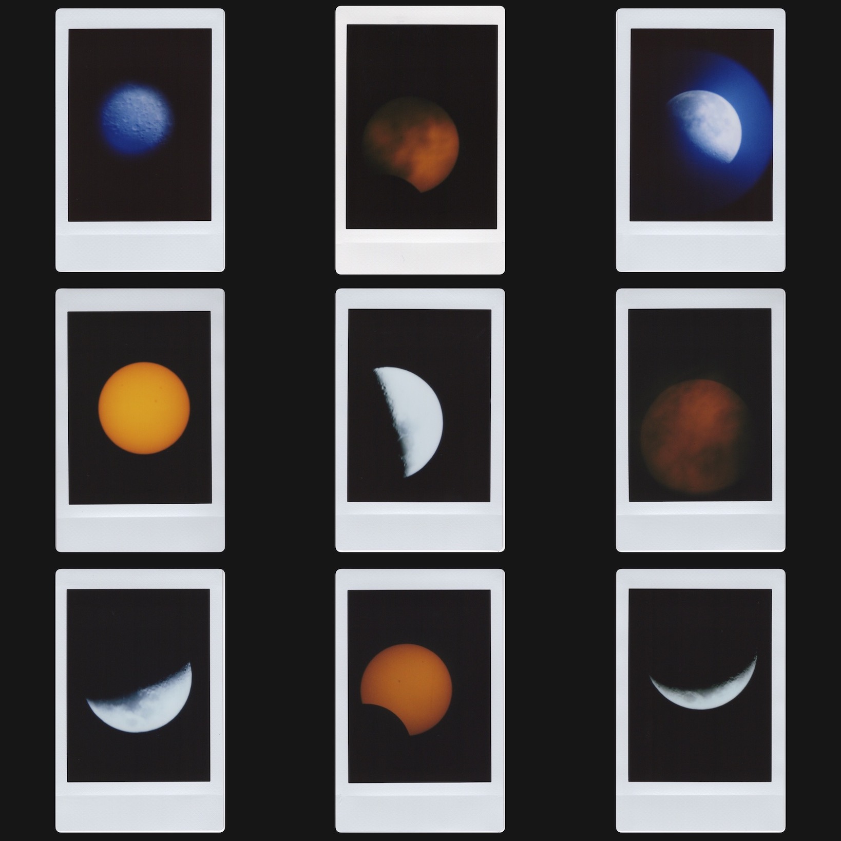 Instant Film Collage of Suns and Moons