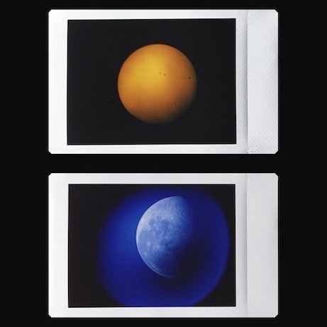 Sun and moon on instant film